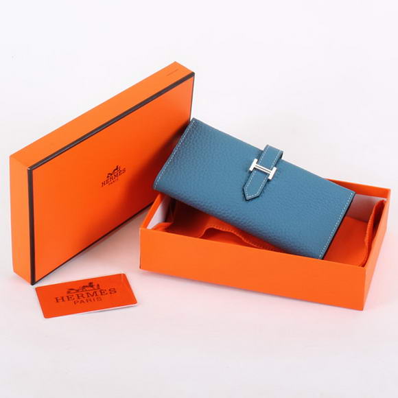 Cheap Fake Hermes Bearn Japonaise Tri-Fold Wallet A308 Blue